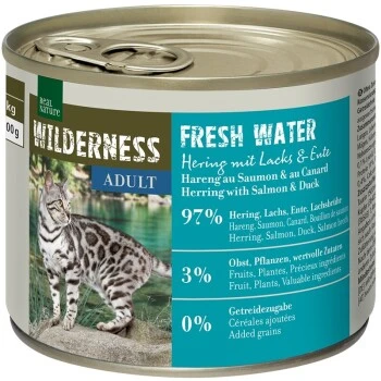 REAL NATURE WILDERNESS Adult Fresh Water Hering Mit Lachs & Ente 6x200 G 1 REAL NATURE WILDERNESS Adult Fresh Water Hering Mit Lachs & Ente 6x200 G