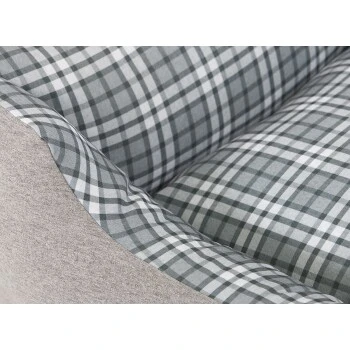 Knuffelwuff Hundebett Lennard Aus Velours Mit Karomuster Grau/ Grün XXL 2 Knuffelwuff Hundebett Lennard Aus Velours Mit Karomuster Grau/ Grün XXL – Bild 2