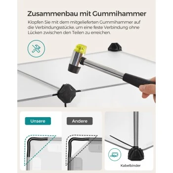 SONGMICS Freigehege Mit Bodenplatten Weiß 1,25 M, 63 Cm, 42 Cm 8 SONGMICS Freigehege Mit Bodenplatten Weiß 1,25 M, 63 Cm, 42 Cm – Bild 8