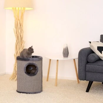 Lionto 50cm Kratztonne Mit Sisal Kratzturm Grau 2 Lionto 50cm Kratztonne Mit Sisal Kratzturm Grau – Bild 2