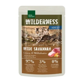 REAL NATURE Wilderness Adult True Country 12x85g Wide Savannah Mit Lamm & Wildschwein 1 REAL NATURE Wilderness Adult True Country 12x85g Wide Savannah Mit Lamm & Wildschwein
