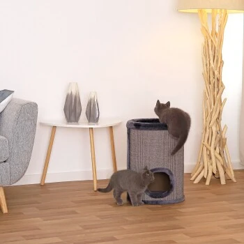 Lionto 50cm Kratztonne Mit Sisal Kratzturm Grau 3 Lionto 50cm Kratztonne Mit Sisal Kratzturm Grau – Bild 3