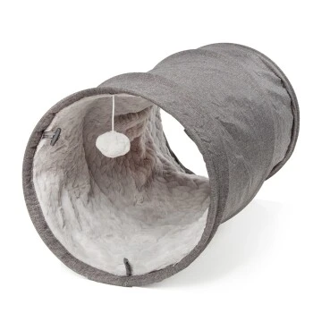 Canadian Cat Company Katzentunnel Mit Kuschelfell Grau 1 Canadian Cat Company Katzentunnel Mit Kuschelfell Grau