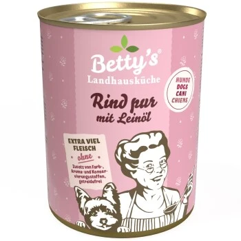 Betty's Landhausküche Rind Pur Mit Leinöl 6 X 400g Für Hund 1 Betty's Landhausküche Rind Pur Mit Leinöl 6 X 400g Für Hund
